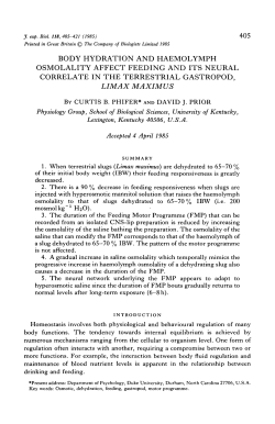body hydration and haemolymph osmolality affect feeding and its