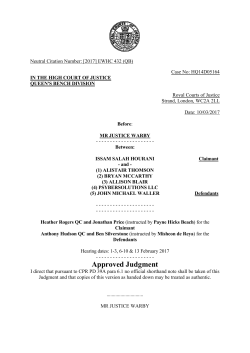 Hourani v Thomson 2017 EWHC 432 (QB)