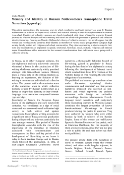 Papers Memory and Identity in Russian Noblewomen`s