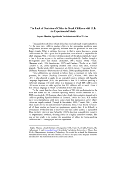 The Lack of Omission of Clitics in Greek Children with SLI