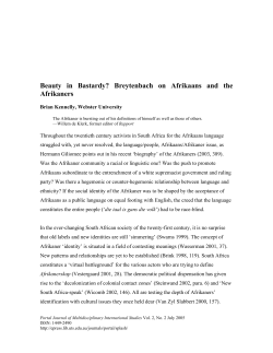 Beauty in Bastardy? Breytenbach on Afrikaans and the Afrikaners