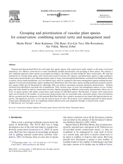Grouping and prioritization of vascular plant species for conservation