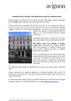 AVIGNON CAPITAL ACQUIRES TWO PRIME RETAIL ASSETS IN