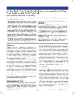Attention Bias for Sleep-Related Stimuli in Primary Insomnia and