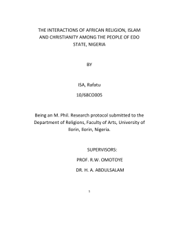 THE INTERACTIONS OF AFRICAN RELIGION, ISLAM AND
