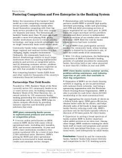 Fostering Competition and Free Enterprise in the Banking System