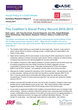 The Coalition`s Social Policy Record 2010-2015 - STICERD