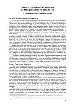 Bangladesh situation on Tobacco cultivation and its impact on food