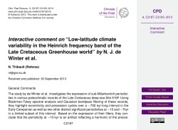 Interactive comment on &ldquo;Low-latitude climate variability in the