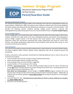Summer Bridge Program Parent/Guardian Guide