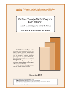 Pantawid Pamilya Pilipino Program: Boon or Bane?