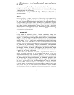 An efficient memory-based morphosyntactic tagger and parser for