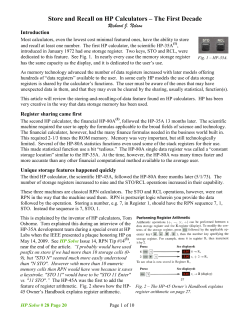 Store and Recall on HP Calculators &ndash; The First Decade