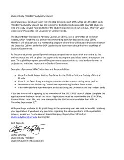 Student Body President`s Advisory Council Congratulations! You