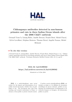 Chikungunya antibodies detected in non-human primates and