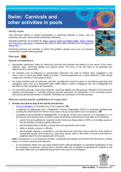 Swim: Carnivals and other activities in pools