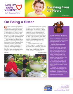 On Being a Sister - Mount Saint Vincent Home