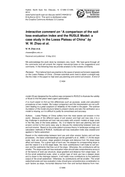 Interactive comment on &ldquo;A comparison of the soil loss evaluation