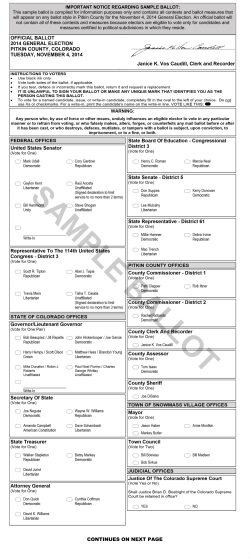 Sample 2014 Ballot - Pitkin County Republicans