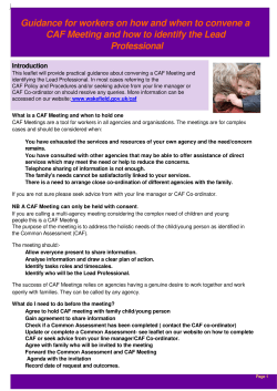 Guidance for workers on how and when to convene a CAF Meeting