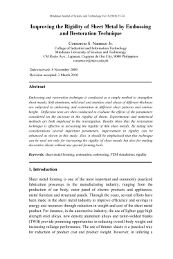 Improving the Rigidity of Sheet Metal by Embossing and Restoration
