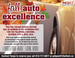 Contact Tanya to reserve your ad! 613-717-0077