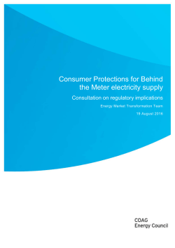 Consumer Protection - COAG Energy Council