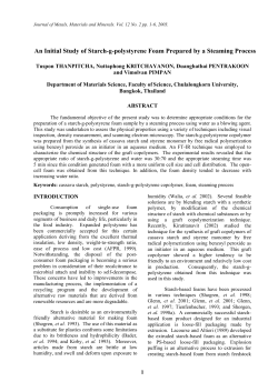 Initial Study of Starch-g-polystyrene Foam Prepared by Steaming