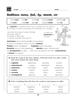 Suffixes -ness, -ful