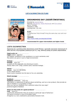 GROUNDHOG DAY (DZIEŃ ŚWISTAKA)