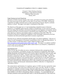 Economics of Competition in the U.S. Livestock Industry Clement E