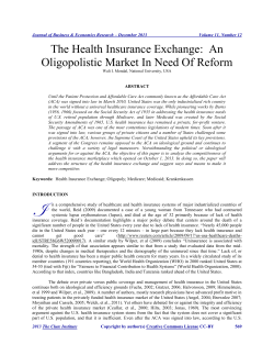 The Health Insurance Exchange: An Oligopolistic Market In Need Of