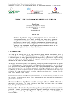 DIRECT UTILISATION OF GEOTHERMAL ENERGY