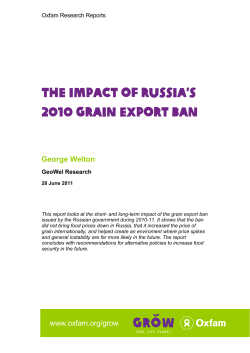 The Impact of Russia`s 2010 Grain Export Ban