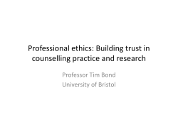 Professional ethics: Building trust in counselling