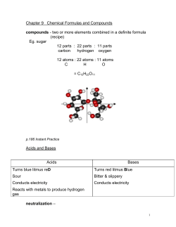 Chapter 9 Chemical Formulas and Compounds