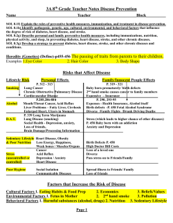 3A 8th Grade Teacher Notes Disease Prevention Heredity (Genetics