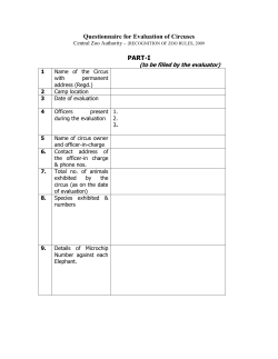 Questionnaire for Evaluation of Circuses PART-I