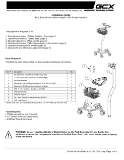 Installation Guide Roll Stand Kit for Welch Allyn&reg; 1500 Patient Monitor