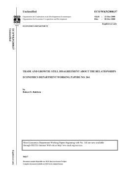 TRADE AND GROWTH: STILL DISAGREEMENT ABOUT THE