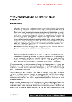 The Modern Genre of Finnish Mass Sermon