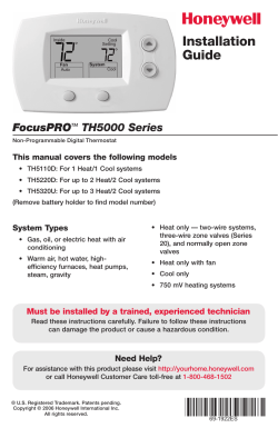 69-1923ES - FocusPRO TH5000 Series - Honeywell