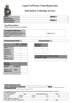 Legato NetWorker Client Registration Information Technology