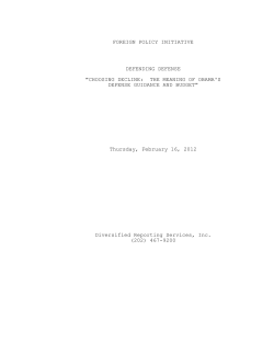 FOREIGN POLICY INITIATIVE DEFENDING DEFENSE "CHOOSING