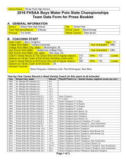 2016 FHSAA Boys Water Polo State Championships Team Data