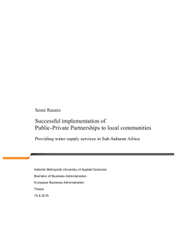 Successful implementation of Public-Private Partnerships