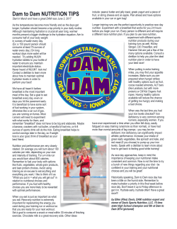 Nutrition - Dam to Dam