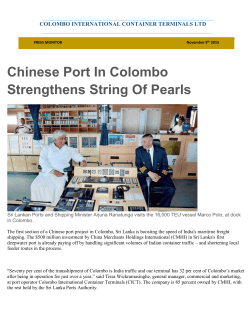 Chinese Port In Colombo Strengthens String Of Pearls