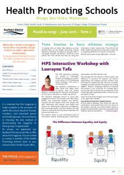Health Promoting Schools - Southern District Health Board