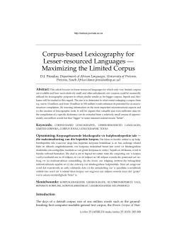 Corpus-based lexicography for lesser-resourced languages